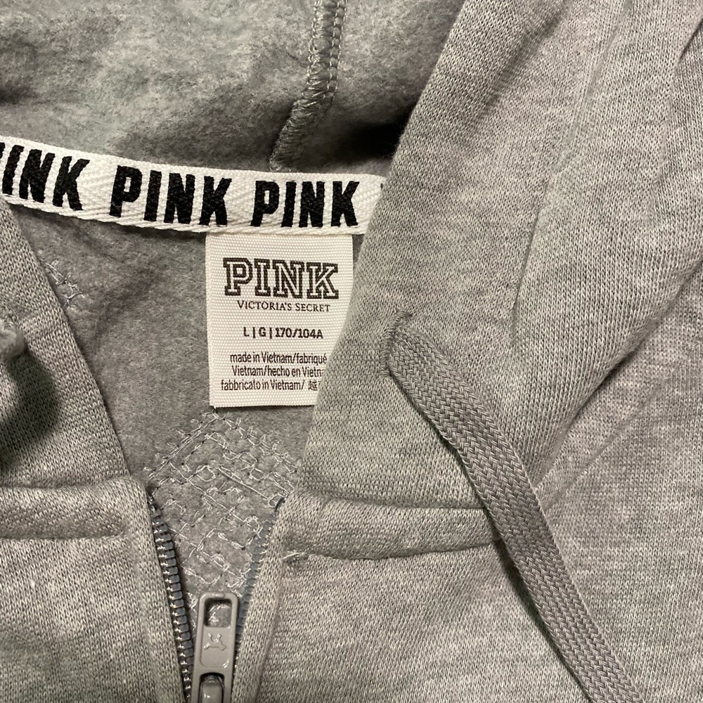 PINK Victoria's Secret Gray Hoodie with Blue/Purple Sequin Logo - Picture 5 of 5
